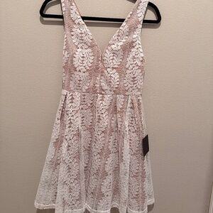 NWT Lulus All of My Heart White Lace Skater Dress